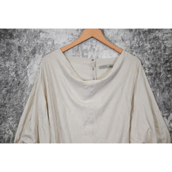 All Saints Gray Knit Cowl Snap Back Drape Sweater Size US 8 UK 12 - Picture 2 of 9